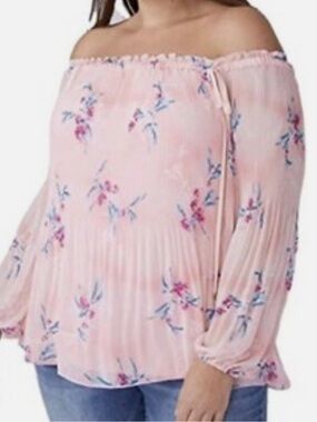 Lane Bryant Pink Floral Off-Shoulder Peasant Blouse 18/20